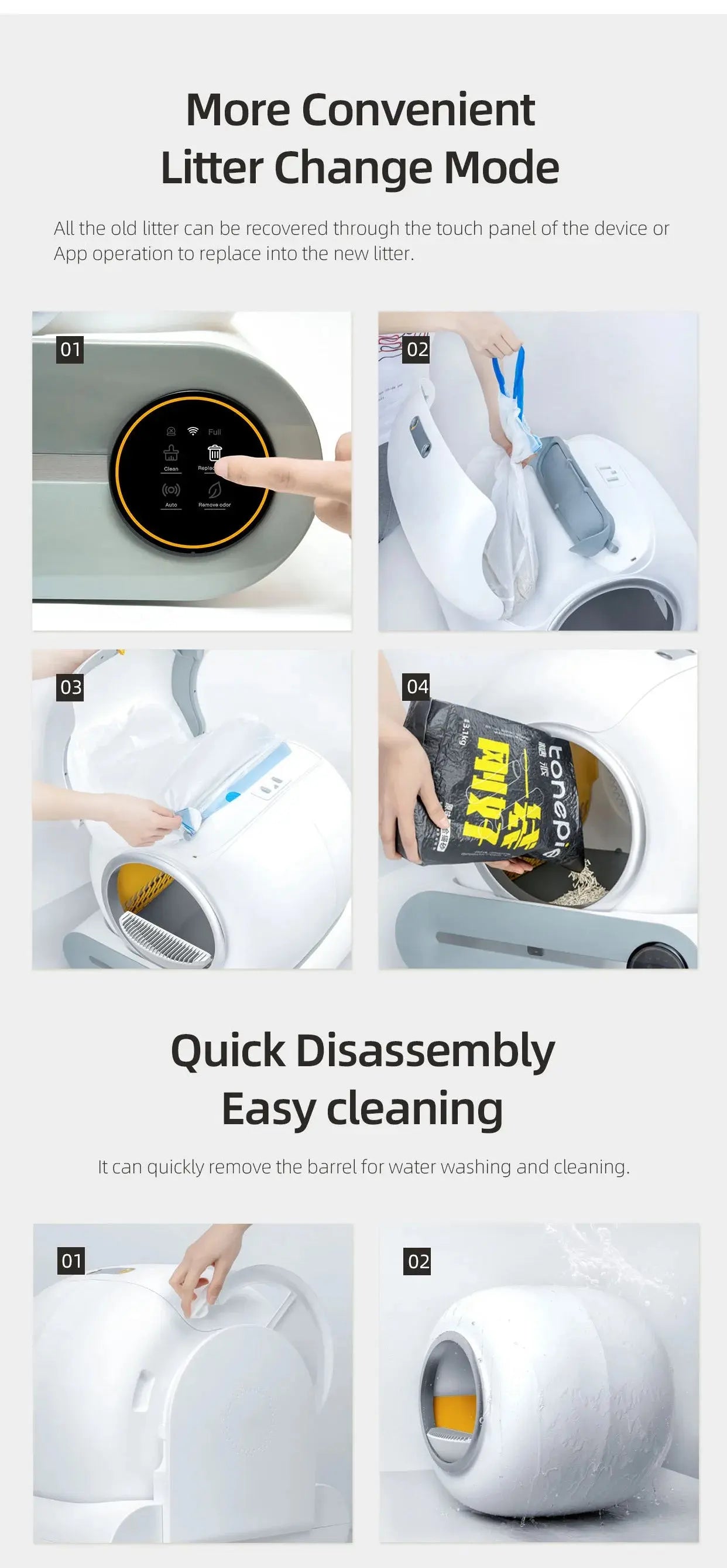 Tonepie 65L Automatic Smart Cat Litter Box Self Cleaning Fully Enclosed Cat Litter Box Pet Toilet Litter Tray English versions ShopTrend MF