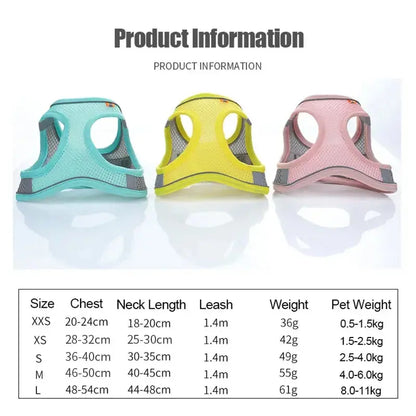 Cat Dog Harness Vest Chest Rope Set Reflective Breathable Adjustable Pet Harness for Small Medium Dogs Outdoor Walking ShopTrend MF