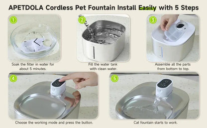 APETDOLA 4L Wireless Cat Water Fountain Auto Sensor Drinking Fountain For Cats Dog Drinker Pet Water Dispenser Accessories ShopTrend MF