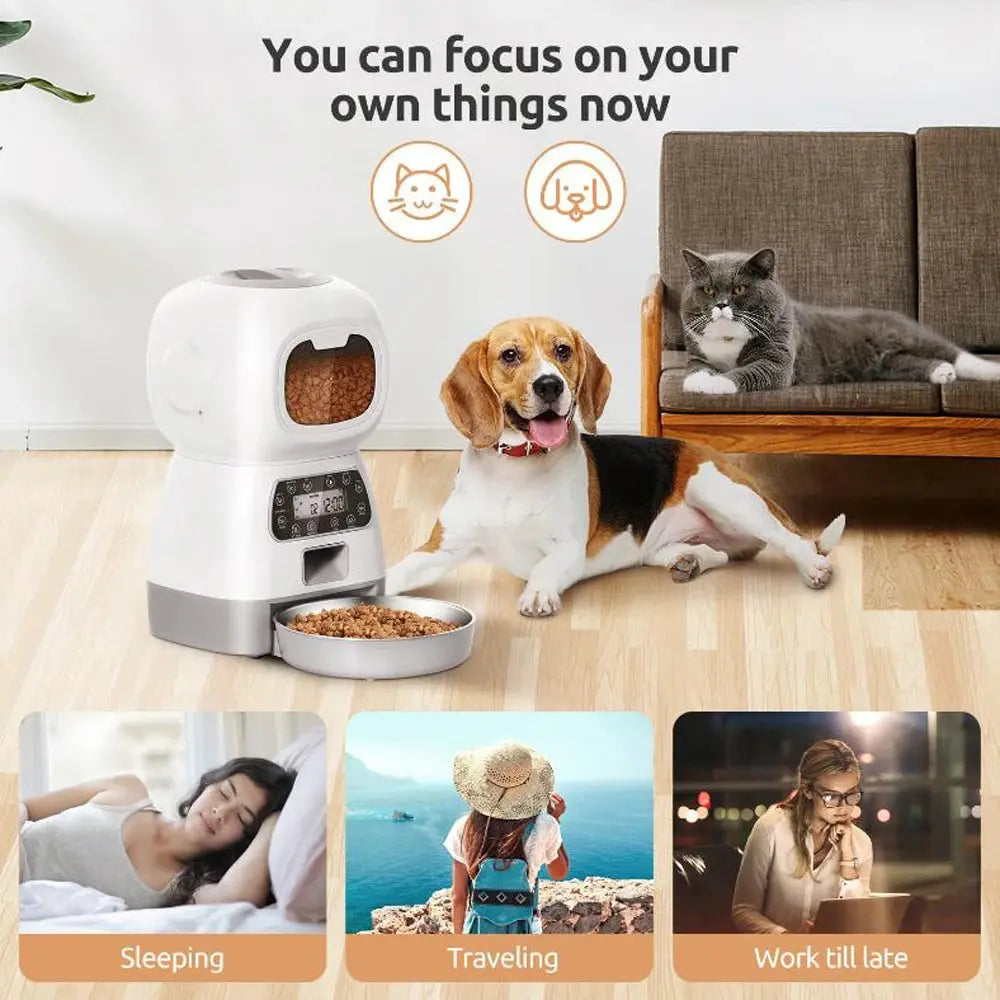 3.5L Automatic Pet Feeder For Cats WiFi Smart Swirl Slow Dog Feeder With Voice Recorder Large Capacity Timing Cat Food Dispenser ShopTrend MF